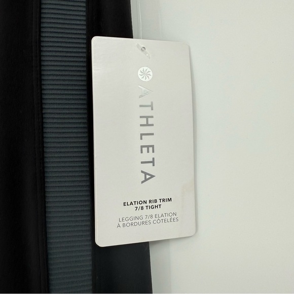 Athleta Elation Rib Trim 7/8 Tight in Black Grey Rib Size L - Picture 7 of 16